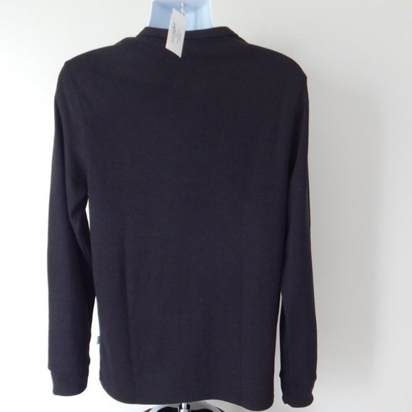 ONIA Henley Waffle Cotton Textured Knit Long Slv Deep Navy Polo Shirt Large NWT - Picture 7 of 7
